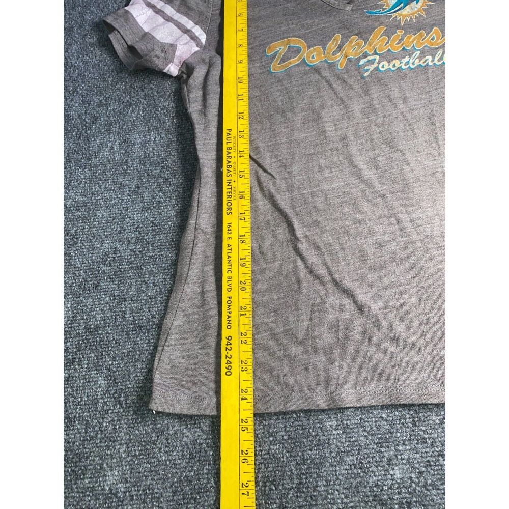 NFL Miami Dolphins Shirt Majestic Football Mens L Gray Short Sleeve Split V Neck - Picture 5 of 6